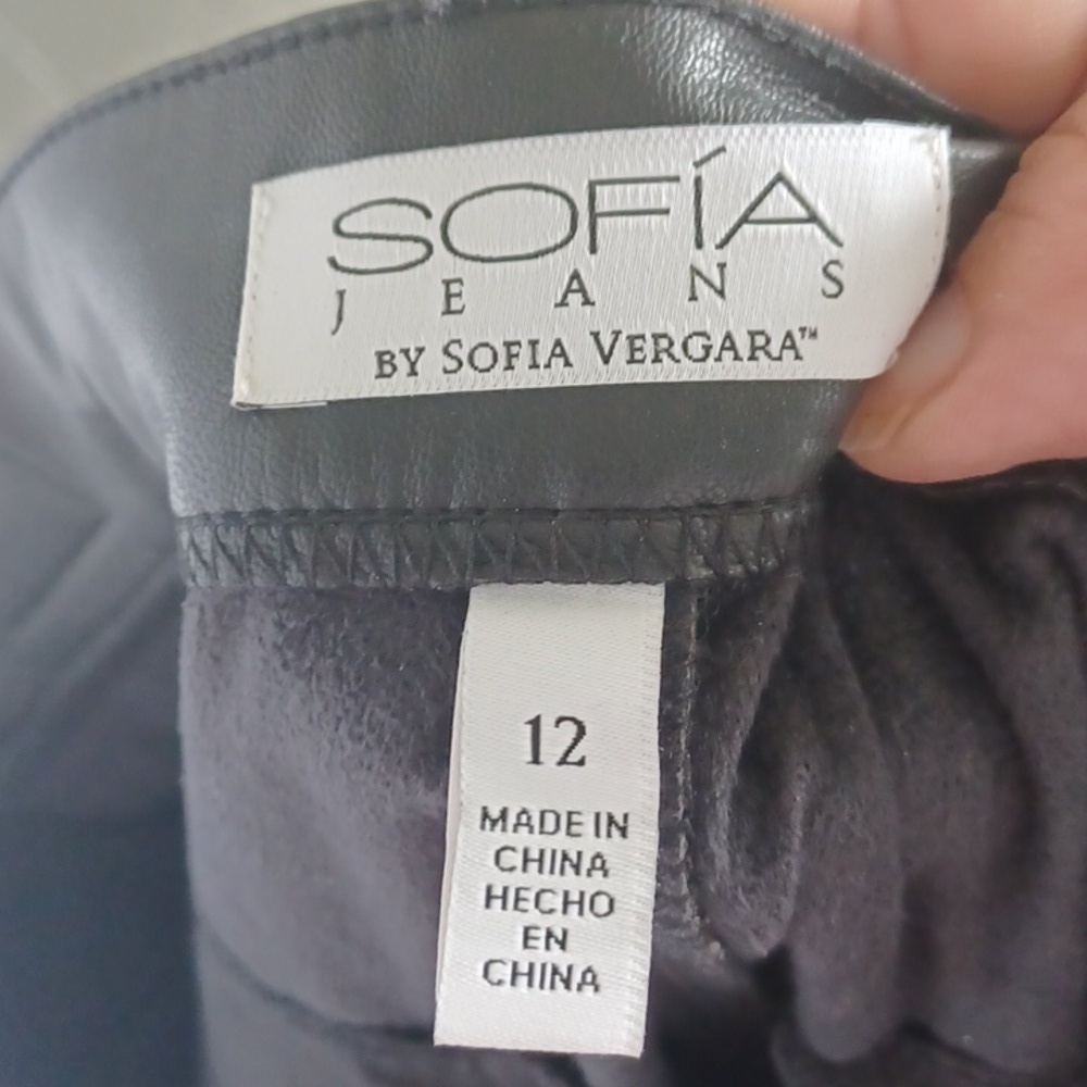 Sofia Jeans by Sofia Vergara Faux Leather Pants Size 12 Black, Eden Super Rise - Picture 5 of 8
